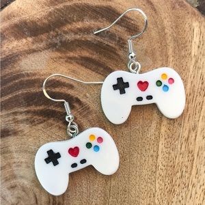 Video Game Controller Earrings in White, made w/ Sterling Silver ear wires NWT